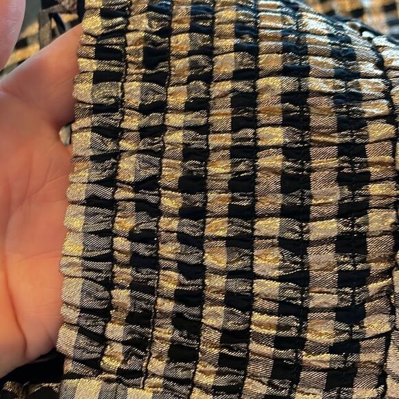 J.Crew Factory gingham Lurex tiered gold/black dress size 0 - Picture 12 of 12